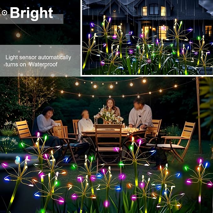 Solar Garden Lights Outdoor: Waterproof 2-Pack DIY Decorative Firework Lights - Image 2