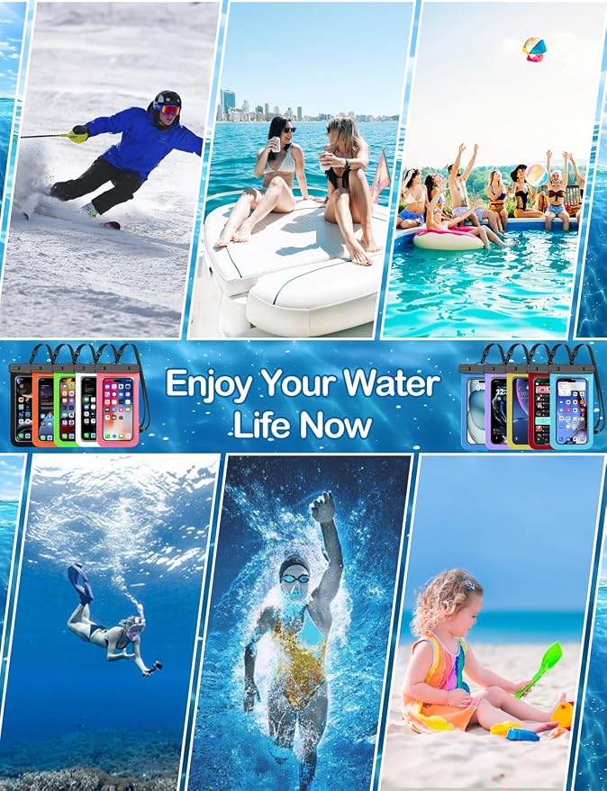 Famoby Up to 8.3" 3 Pack White Universal Waterproof Phone Pouch, Phone - Image 2