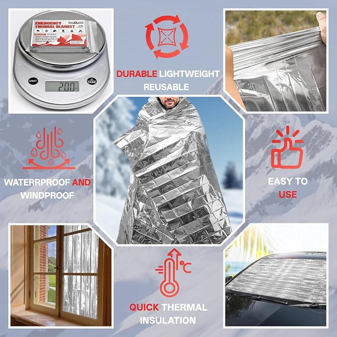 SecuCaptain Survival Emergency Thermal Blankets: 25 Pack Extra Large 84” x63” - Image 4