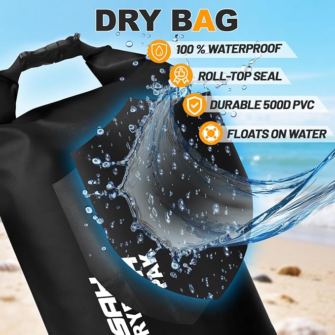 Waterproof Dry Bag, 5L/10L/20L/30L/40L Roll Top Lightweight Storage Backpack - Image 3