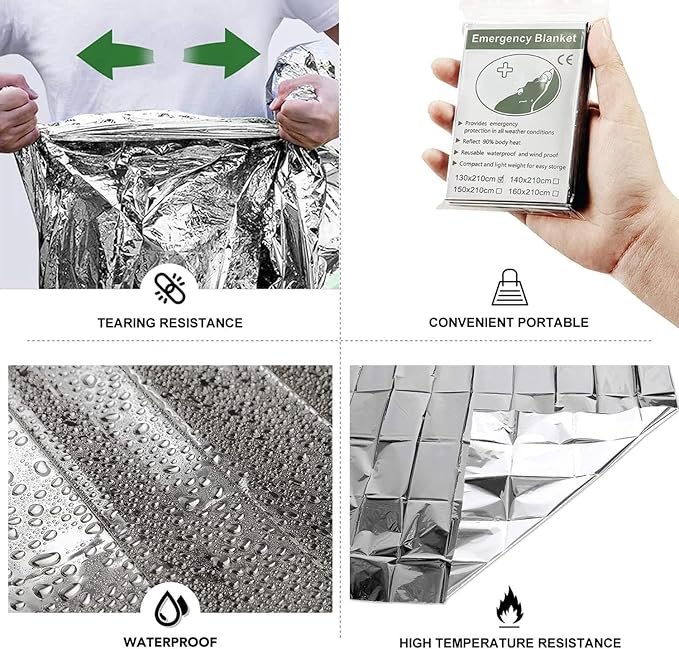 Emergency Foil Thermal Blanket, 210 x 160 cm Emergency shelter Survival - Image 5