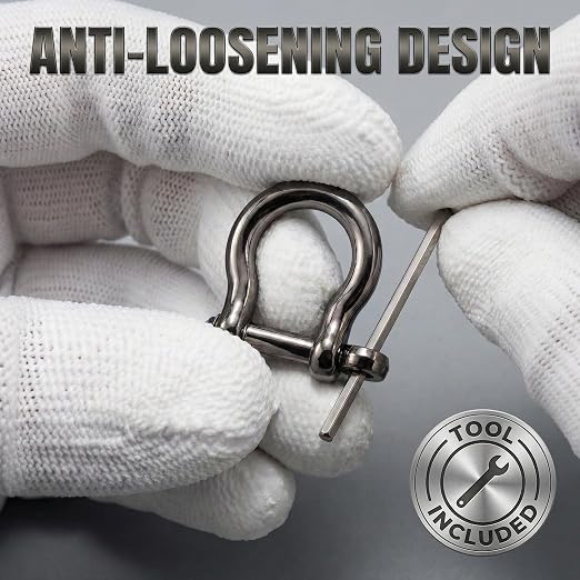 Black Nickel 5/32" Bow Shackle, 5 Pack - Image 4