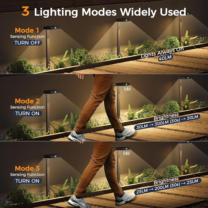 XMCOSY+ Solar Pathway Lights, 4 Pack All-Metal Motion Sensor Outdoor Lights - Image 5