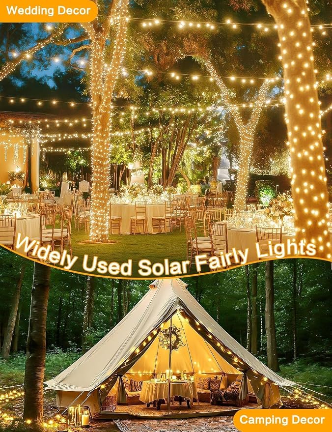 Solar String Lights Outdoor, 2 Pack 144FT 400 LED Solar Twinkle Lights - Image 2