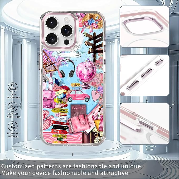 Case for iPhone 15 Pro, Cover Holiday Trip World Map Phone Case Design，for - Image 2
