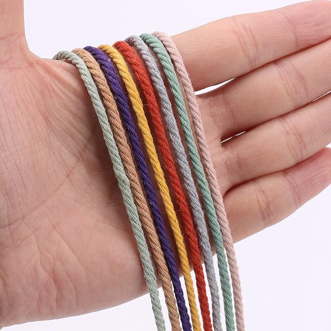 Light Grey Macrame Cord 3mm x 109Yards, Colored Cotton Rope Craft Cord Colorful - Image 2