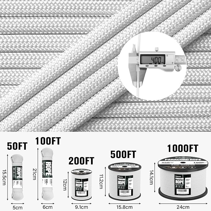 Paracord Rope 550 lb - 200ft 5/32" Parachute Cord 4MM 7-Strand para Cord - - Image 5