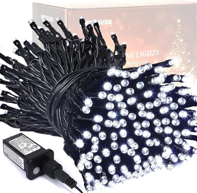 JMEXSUSS 200 LED White Christmas Lights Outdoor, 66ft Christmas Tree Lights by JMEXSUSS