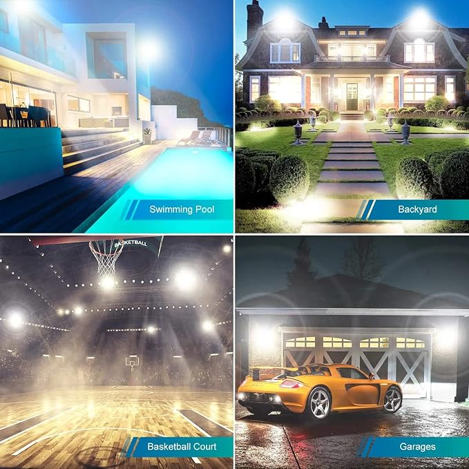 YANYCN 2 Pack 250W Led Flood Lights Outdoor, Super Bright 37000LM Security - Image 4