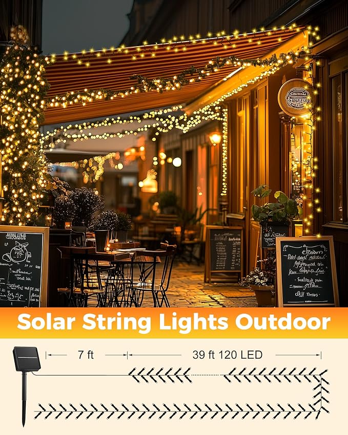 Brightown 2 Pack Solar String Lights Outdoor Waterproof, 92Ft 240 LED Solar - Image 6