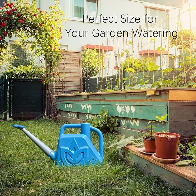 XXXFLOWER 1.5 Gallon Blue Watering Can Outdoor Garden Flower Plant, Lightweight 6 L Water Cans with Detachable Nozzle Watering Pot for Office House Garden