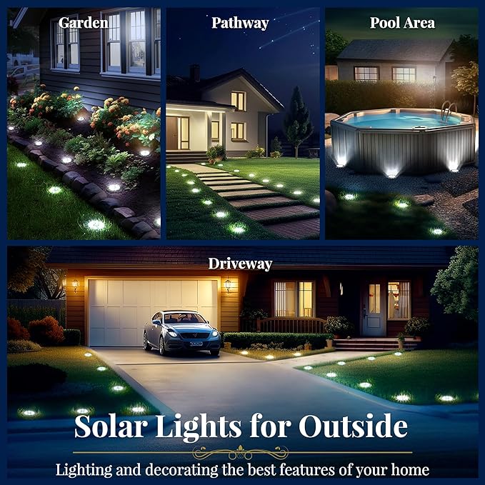 SOLPEX Solar Ground Lights, 12 Pack Solar Lights Outdoor Waterproof, 8 LED - Image 2