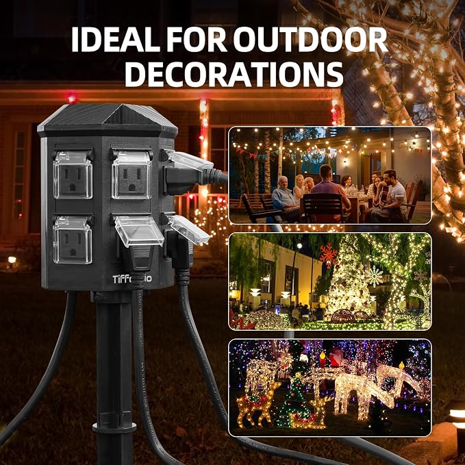TiFFCOFiO Outdoor Power Strip Timer, Dusk to Dawn Light Sensor Countdown - Image 6