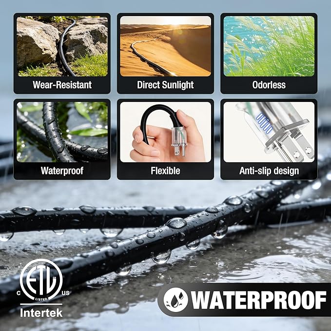 50 FT Outdoor Extension Cord Waterproof, 16/3 Gauge Heavy Duty 3 Prong Power - Image 5