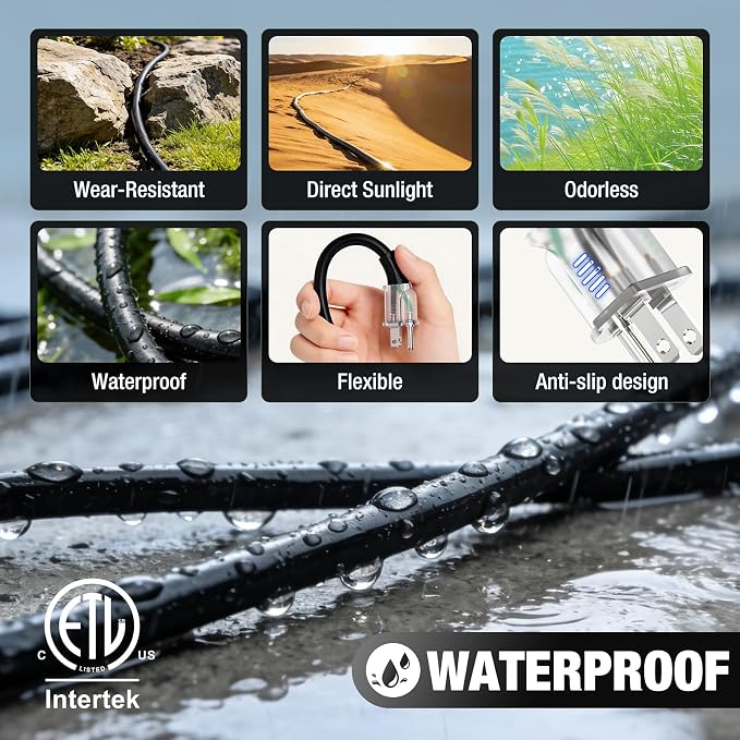 35 FT Outdoor Extension Cord Waterproof, 16/3 Gauge Heavy Duty 3 Prong Power - Image 5