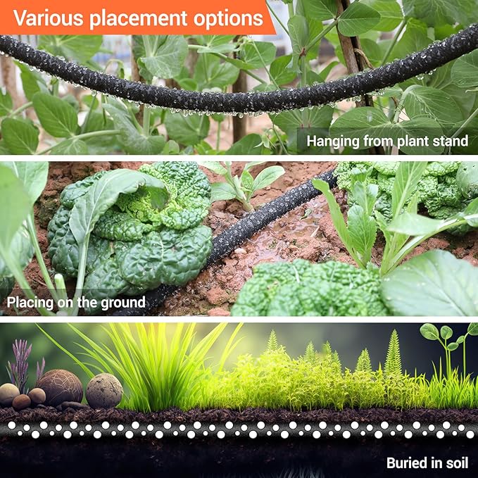 MAMIZO Soaker Hose Kit 50 ft 1/2", Solid Brass Connectors Rubber Longer Lasting, Heavy Duty Drip Hose to Save 70% Water, Soaker Hose for Garden, Lawn and Yard