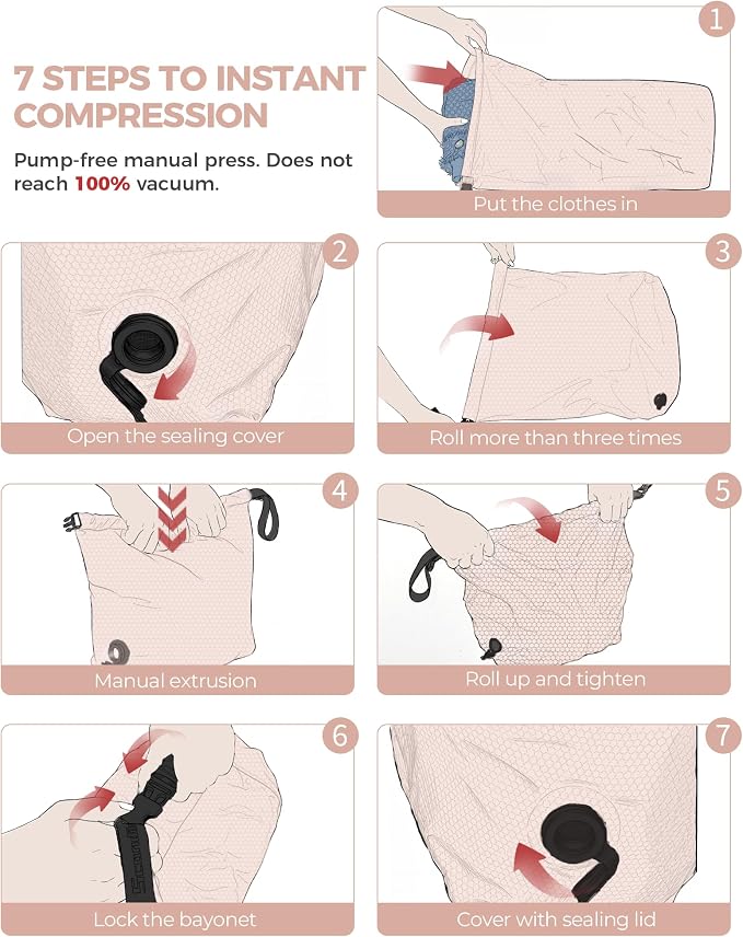 Travel Laundry Bag, Pump-free Vacuum Compression Dirty Clothes Bag, Large - Image 5
