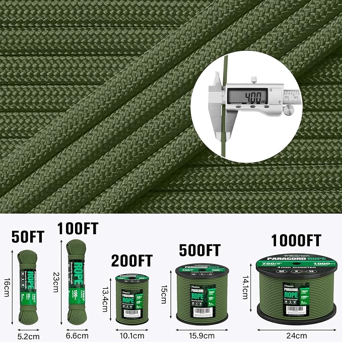 Paracord Rope 750 lb - 1000ft 5/32" Parachute Cord 4MM 12-Strand para Cord - - Image 2