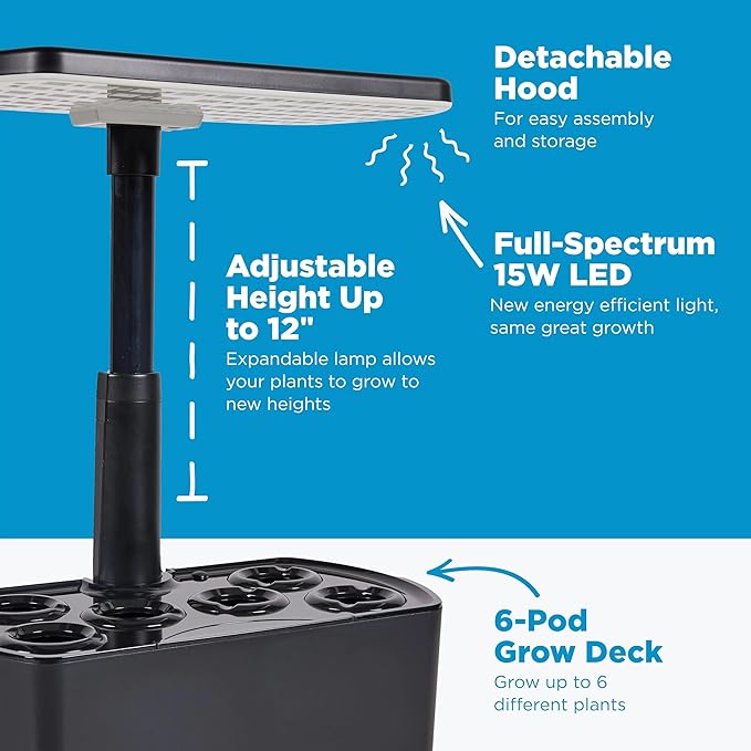 AeroGarden Harvest 2.0, Indoor Garden Hydroponic System with LED Grow Light, Holds up to 6 AeroGarden Pods, Green