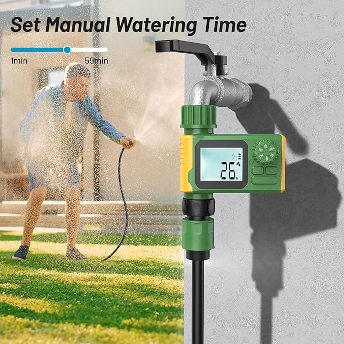 Sprinkler Timer, Hoses Timer for Watering, Outdoor Irrigation Timers, Water Scheduling Device for Tube Programmable with Auto/Manual/Rain-Delay System, Water Hoses Timers for Yard, Lawn, Pool(Green)