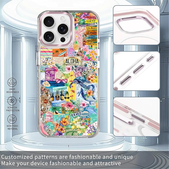 Case for iPhone 13 Pro Max, Hawaii Aloha Cover Coastal Beach Collage Phone Case - Image 2