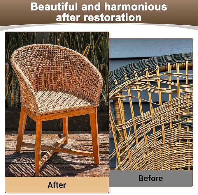 M METERXITY 1-Pack Wicker Repair Kit, 5mm x 66ft/20m Plastic Flat Rattan - Image 4