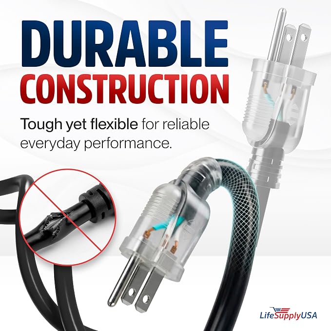 6ft Outdoor/Indoor Extension Cord 10/3 Gauge Ultra Heavy Duty 3 Prong SJTW - Image 3