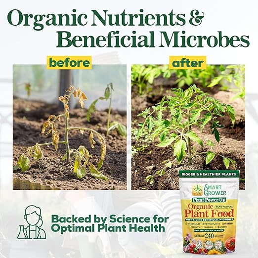 Organic Plant Food with Beneficial Microbes, Fast Acting Vegan Fertilizer for Vegetable Garden, Outdoor & Indoor Plant Fertilizer, Miracle Growth for Plants Concentrated Value 125GR Makes 30 gallons