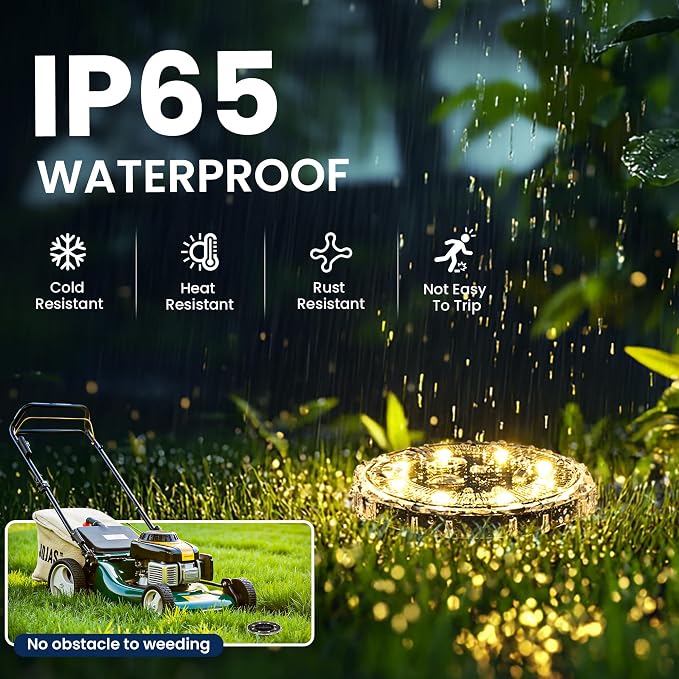 SOLPEX Solar Ground Lights 20 Pack, Solar Pathway Lights Outdoor Waterproof - Image 5