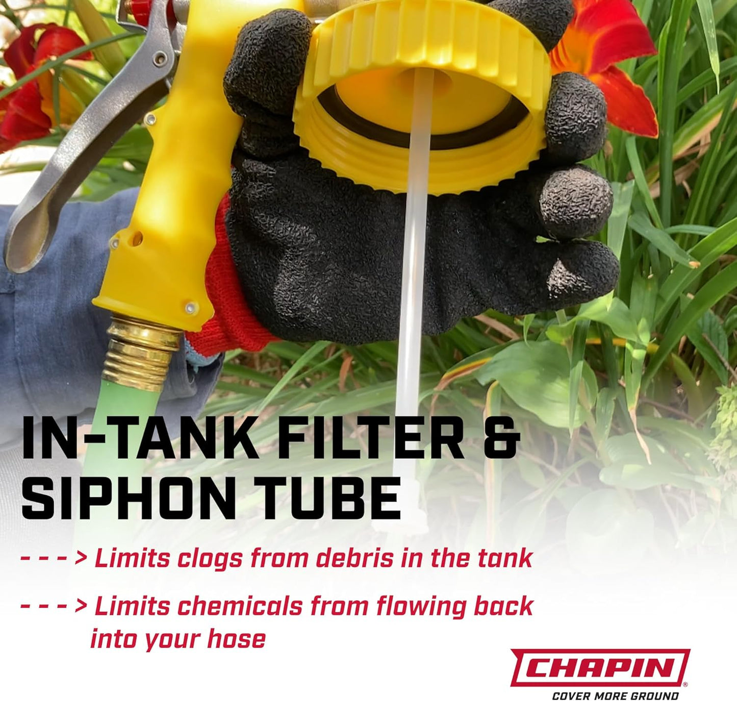 Chapin G364D Made in The USA 32 Ounce Professional Lawn and Garden Hose-End Sprayer with 16 Mixing Rations on The Metering Dial, Built-in Anti-Siphon, Translucent White