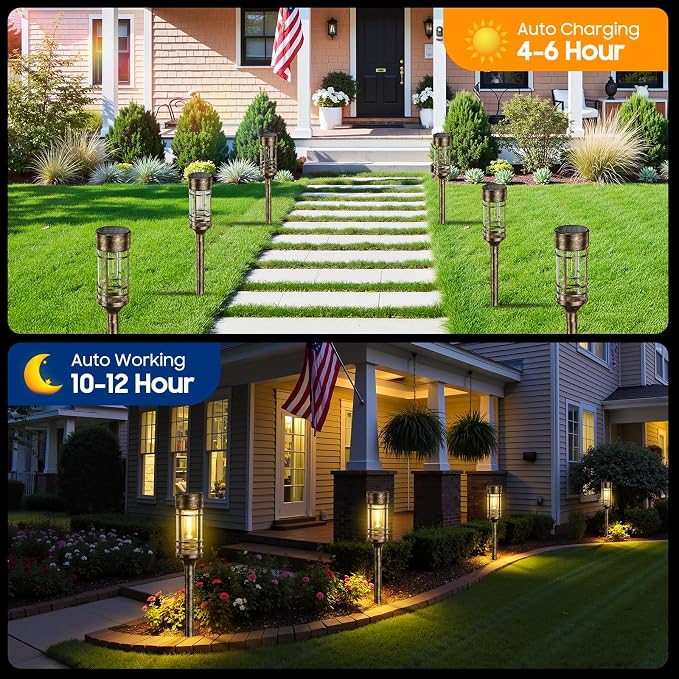 LETMY 8 Pack Brown Solar Pathway Lights Outdoor, Bright Solar Lights Outdoor - Image 3