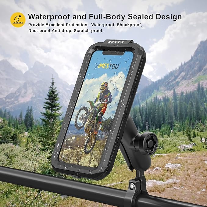 iMESTOU Anti-Theft Waterproof Motorcycle Phone Holder Bike Phone Mount 1" Ball - Image 6