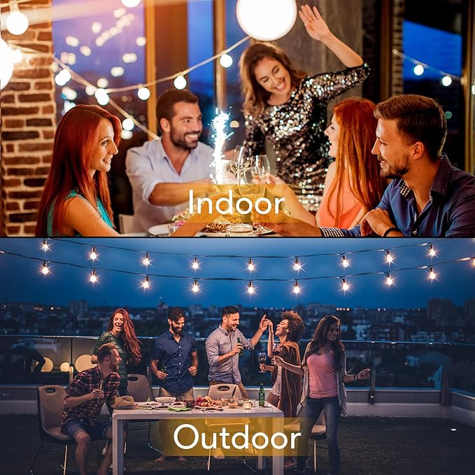 50FT Outdoor String Lights Waterproof, Bright 2700K LED Patio Lights String - Image 2