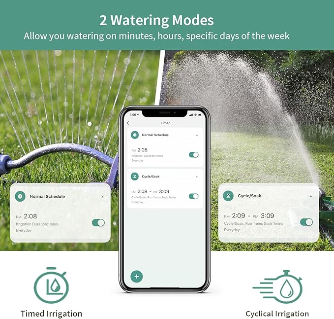 Diivoo WiFi Water Timer for Garden Hose, Smart Sprinkler Hose Timer with Hub, Up to 20 Separate Watering Schedules, Compatible with Alexa and Google Home