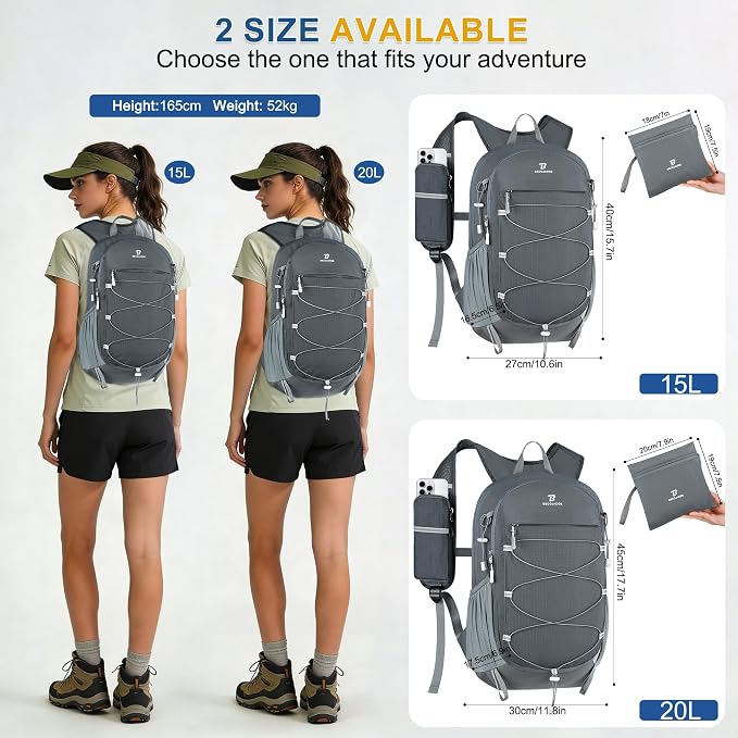BECOJADDE Hiking Backpack 20L Small Backpack Packable Day pack Water Resistant - Image 6
