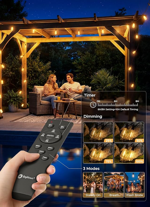 Brightown 52FT Solar String Lights Outdoor Waterproof, Patio Lights - Image 5