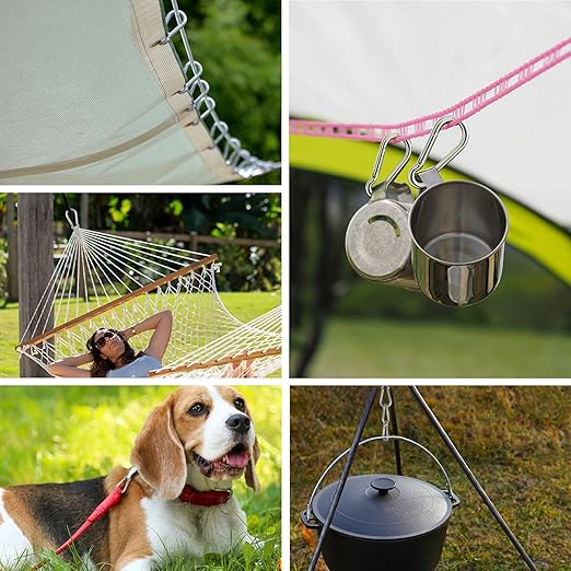 Carabiner Clip Hooks, Galvanized Iron Spring Snap Hook Fits Camping Hiking - Image 4