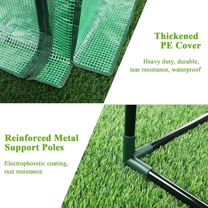 U'Artlines Portable Mini Greenhouse Small Green House with Waterproof Pad 23x13x17 Inch Plant Cover Tent for Garden Small Plants Indoor Outdoor, Green PE