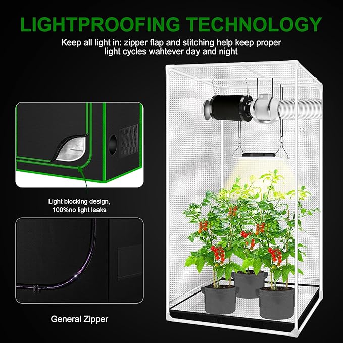 MELONFARM 4x2 Grow Tent, 48"x24"x60'' High Reflective 600D Diamond Mylar Canvas with Observation Window and Floor Tray for Hydroponic Indoor Plant Growing