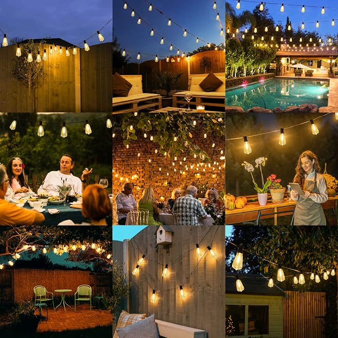 Brightever 120FT Outdoor String Lights Waterproof, 2700K Bright LED Patio Lights - Image 7