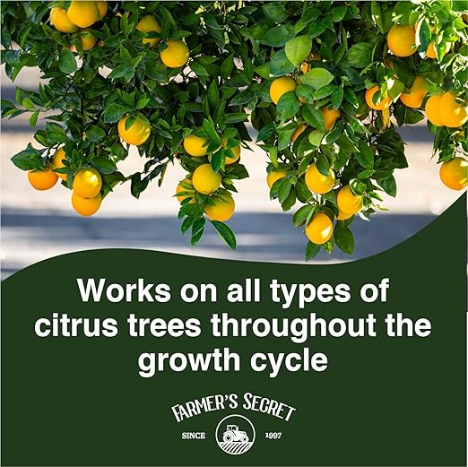 Farmer's Secret Citrus Tree Booster Fertilizer (8oz) - Super Concentrated - Formulated for All Citrus Trees Including All Types of Lemons, Limes, and Oranges - Outdoor and Indoor/Container Trees