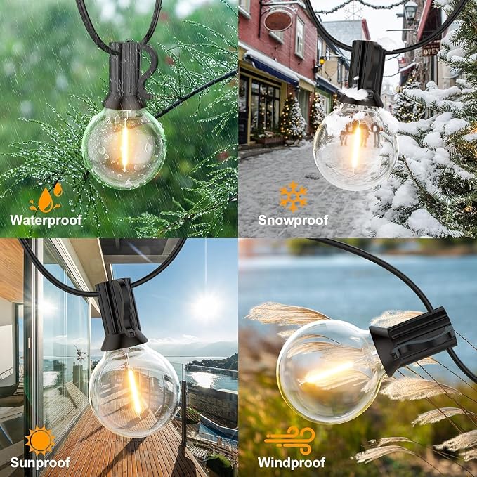 GPATIO Outdoor String Lights, 25FT G40 Bulbs Shatterproof Patio Lights - Image 2