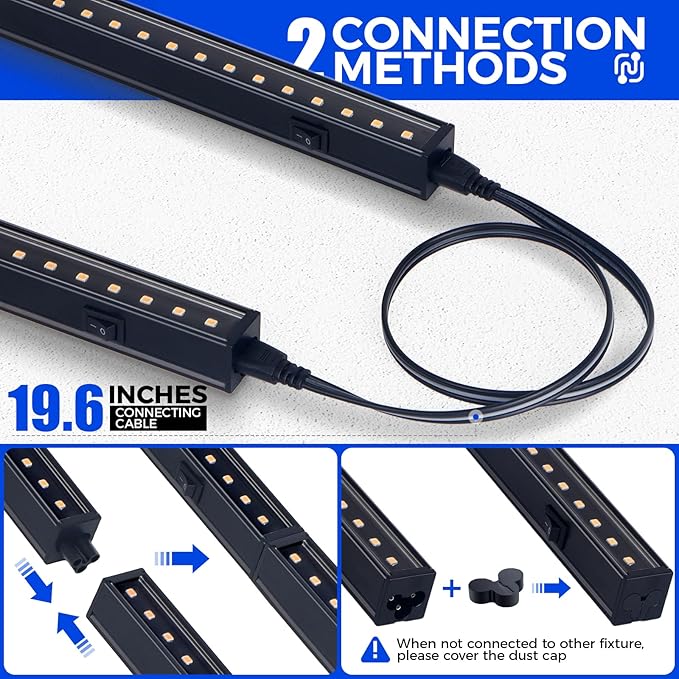 Barrina T5 Grow Lights for Indoor Plants, 2FT 40W (4 X 10W) Magnetic Installation, Full Spectrum Grow Light Strip with Individual Switch, Grow Lamp with Black Cover, Plug and Play, Yellow, 4 Packs