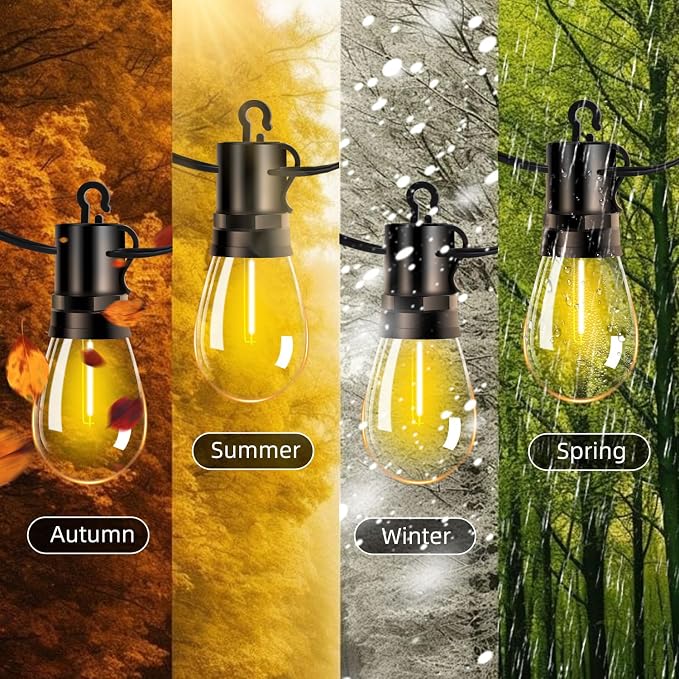 Outdoor Patio String Lights 100ft: S14 LED Shatterproof Bulbs 3 Modes Button - Image 6