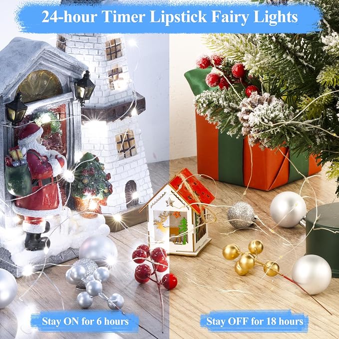 Lakumu 33FT 100LED Battery Operated Twinkle Lights Rechargeable, LED Fairy - Image 4