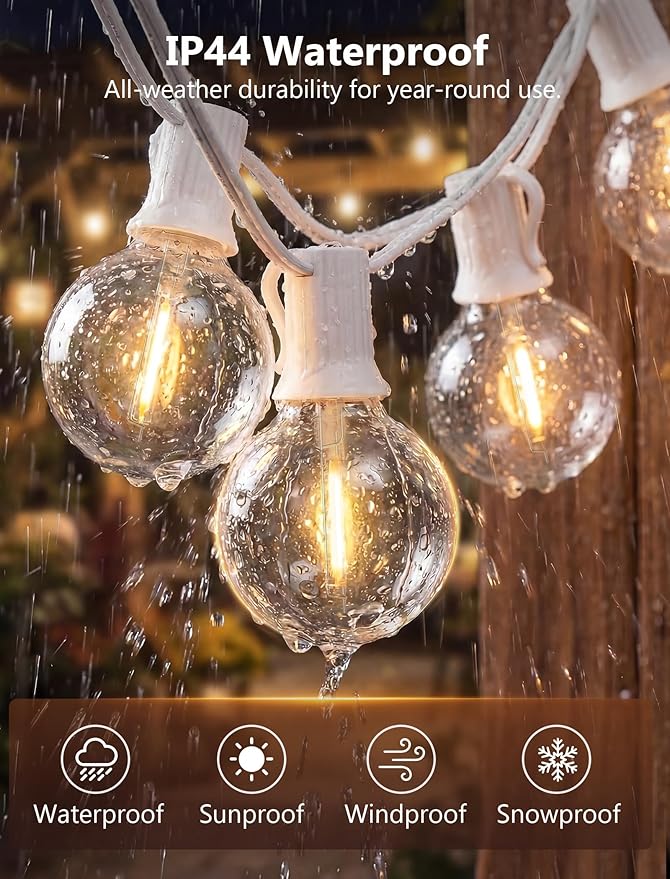 25Ft LED Outdoor String Lights, G40 Globe Patio String Lights Waterproof - Image 3