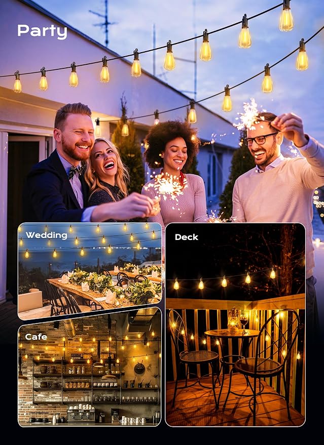 Brightown Outdoor String Lights, 100FT 50+2 LED ST38 LED Patio Lights - Image 6