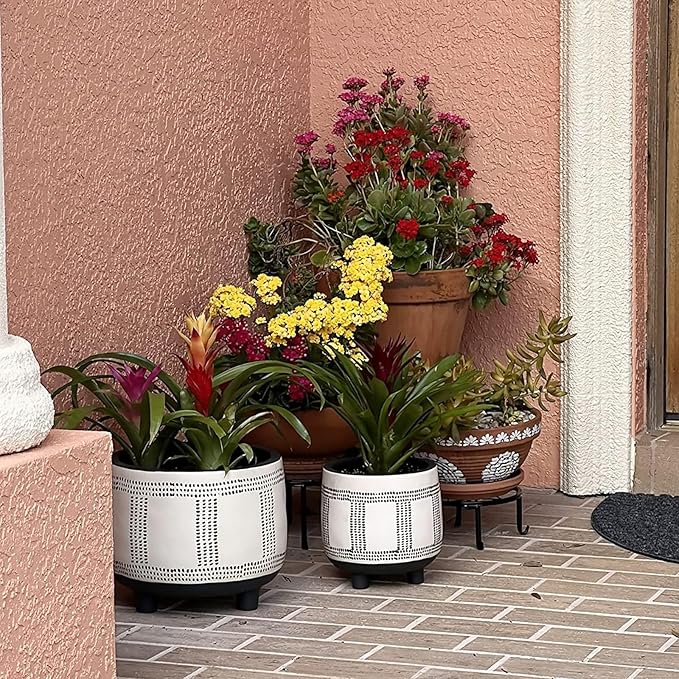 5 Pack Metal Plant Stands,Heavy Duty Potted Holder for Flower Pot,Indoor Outdoor Metal Rustproof Iron Garden Container Round Supports Rack for Planter…