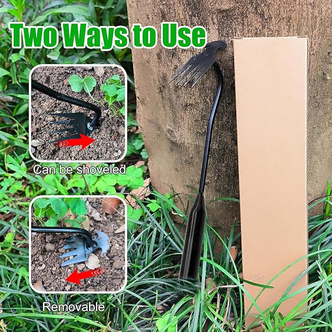 Weeding Artifact Uprooting Garden Weeding Tool, Upgraded Weed Removal Tool, Stainless Steel/Manganese Steel Weed Puller Manual Weeders for Home Gardening Yard Farmland (12in Black Metal Handle)