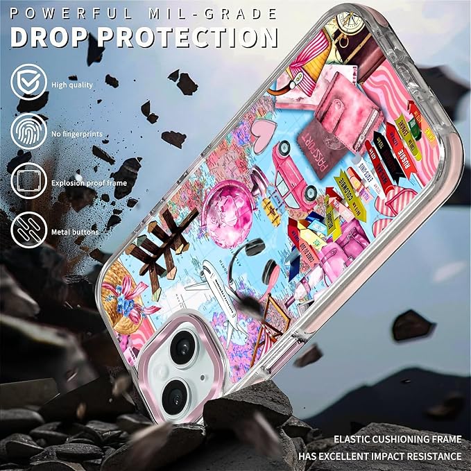 Case for iPhone 15, Cover Holiday Trip World Map Phone Case Design，for Women - Image 5